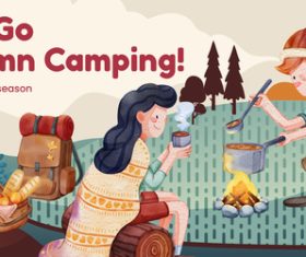 Let go autumn camping vector illustration