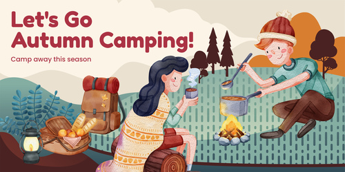 Let go autumn camping vector illustration