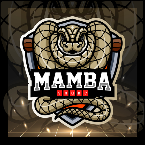 Mamba snake gaming logo design vector