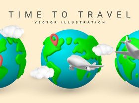 Minimal style summer travel vector illustration