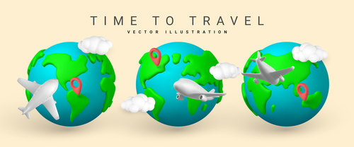 Minimal style summer travel vector illustration