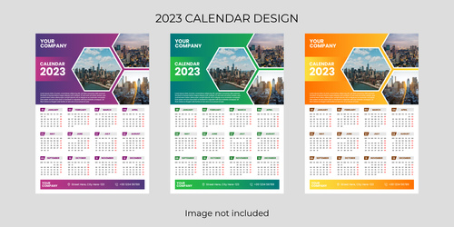 Modern colorfull 2023 wall calendar vector