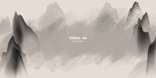 Mountain China ink painting vector