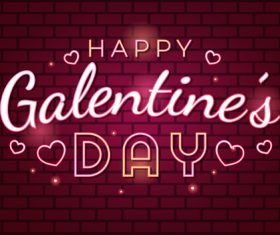 Neon Galentines Day fonts vector