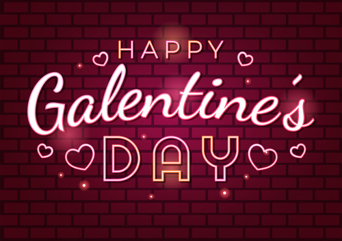 Neon Galentines Day fonts vector
