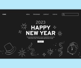 New Years celebration landing page template design vector
