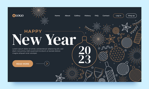 New Years cover template design vector for black and white websites