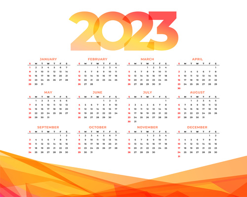 New year 2023 calendar abstract style design vector