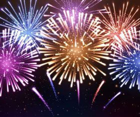 New year fireworks background vector in different colors