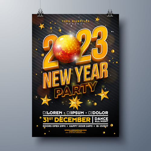 New year party celebration poster 2023 vector