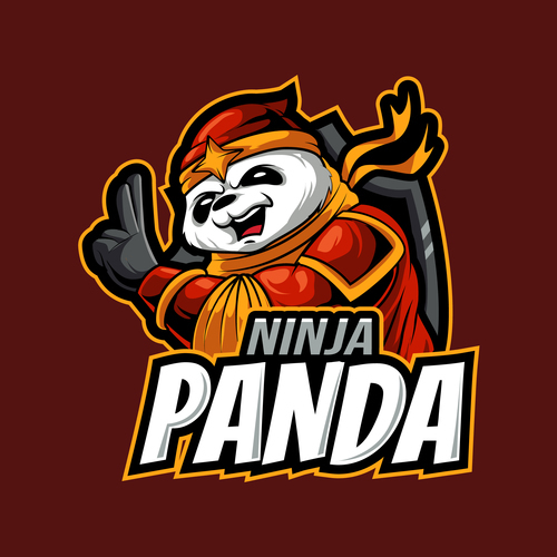 Ninja panda logo design vector