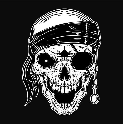 One eyed pirate skull vector