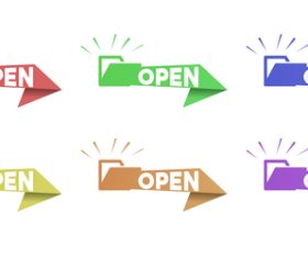 Open marketing stickers vector