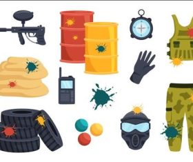 Paintball game equipment and facility vector