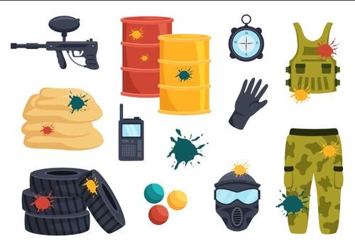 Paintball game equipment and facility vector