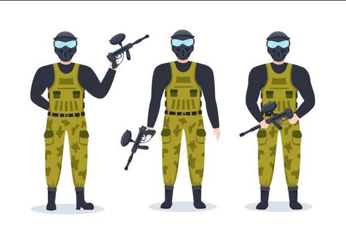 Paintball game personal equipment vector