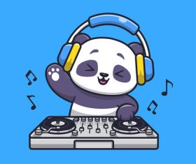 Panda DJ cartoon illustration vector
