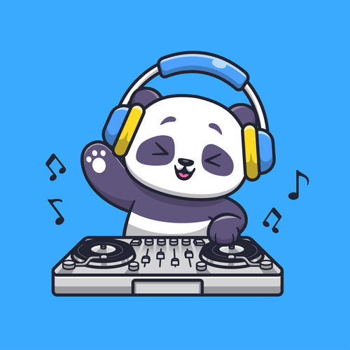 Panda DJ cartoon illustration vector