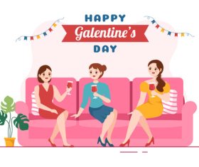 Party Galentines Day card vector