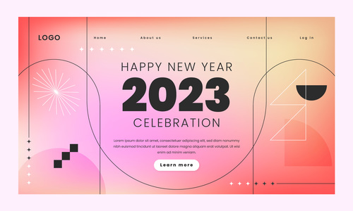 Pink cover website New Year template design vector
