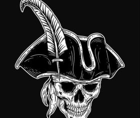 Pirate captain skull vector
