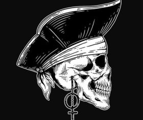 Pirate skull vector with earrings