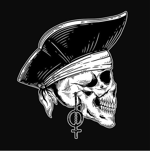 Pirate skull vector with earrings
