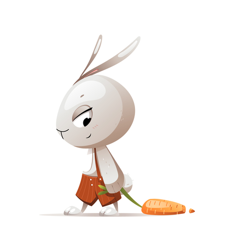 Rabbit drags carrot vector