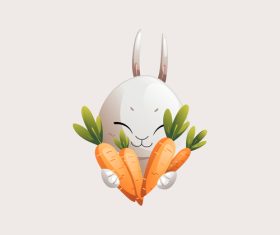 Rabbit holding lot carrots vector
