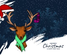 Reindeer background christmas card vector