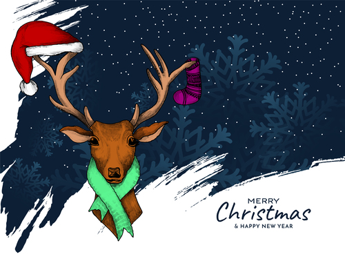 Reindeer background christmas card vector