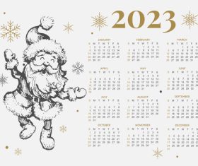 Santa claus background calendar 2023 template vector