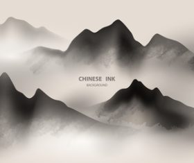 Sketch China ink painting mountain vector
