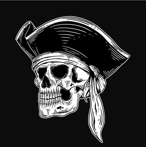 Skull vector of pirate wearing headband