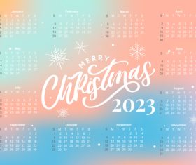 Snowflakes calendar 2023 template vector