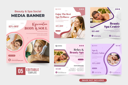Spa treatment promotion template vector