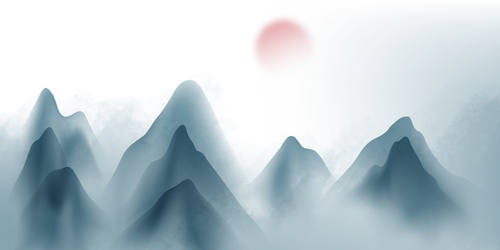 Sunrise China ink painting mountain vector
