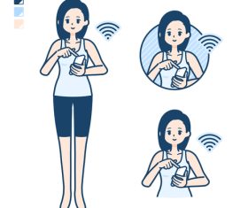 Tank top woman smartphone touch vector