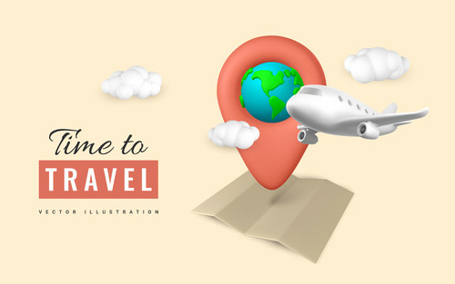 Time to travel promo banner design vector