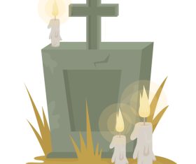 Tombstone and candle vector