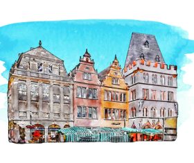 Trier germany watercolor hand drawn illustration background vector