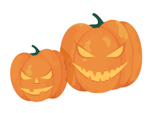 Two pumpkin lamp vector