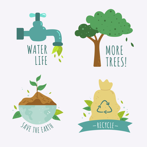 Various ecological icons vector