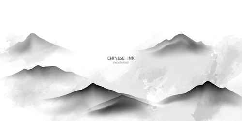 Vector of mountain ink painting