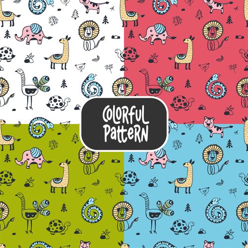 Wildlife colorful seamless pattern vector