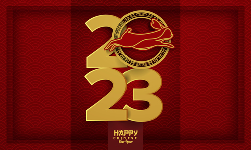 Year of the rabbit 2023 card vector