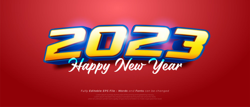 2023 3d text style on red background vector