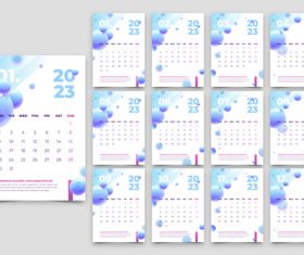 2023 blue and white Annual Calendar Template Vector