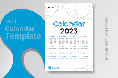 2023 calendar blue design vector