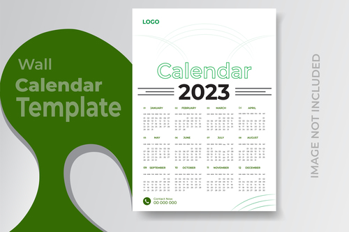 2023 calendar green design vector